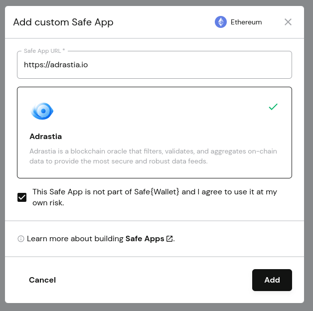 Add custom Safe App details